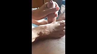 Footjob & handjob with big cumshot