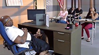 Black Teacher Sucked Off under His desk