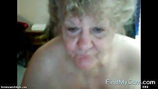 Sexy blonde old lady teases her lover on cam