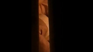 through window voyeur - mature couple masturbates each other