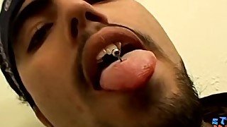 Straight thug jock Spanky shows piercings and masturbation