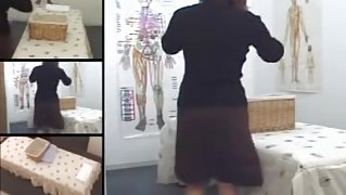 Athletic Japanese caught on a massage room hidden cam