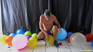 Balloon play with horny gay DILF Richard Lennox