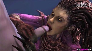 Horny alien like Starcraft slut gets missionary and lots of jizz on her