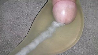 huge load of pee in condom and cumshot in it  horsengine