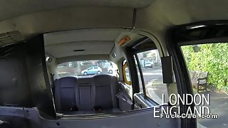 Beautiful Brit gags big cock in cab in public pov