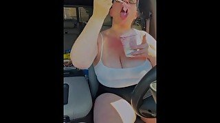 Hanna420 Creamy delicious snack in parking lot after shopping, public play