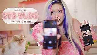 BTS Teen BBW making solo blowjob video + Bloopers