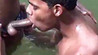 Hunky ethnic gay boys having sloppy wet oral fun