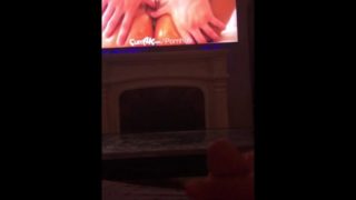 Stroking my cock while I watch Pornhub on 82in TV