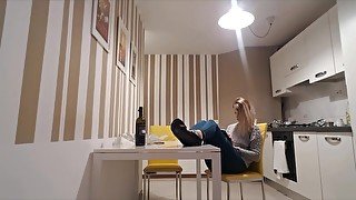 Cute girl reading & farting pov