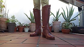 Leather riding boots and jodhpurs