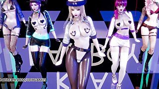 Red Velvet - Bad boy strip dance, Ahri, Akali, Kaisa, Evelynn, Seraphine, KDA 3d erotic dance