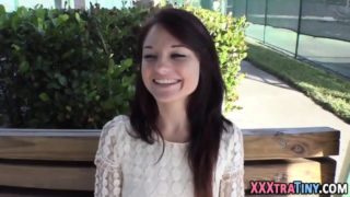 Petite teen swallows cum