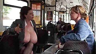 Chick lactating in the public bus