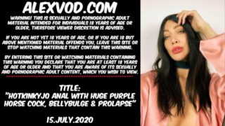 Hotkinkyjo fucking huge purple dildo with her ruined anal hole & fist her self in ass