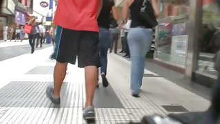 Seductive tight jeans street ass candid video