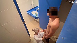 I Surprise The Cleaning Lady At The Gym Giving Me A Handjob In The Bathroom And She Helps Me Finish Cumming With A Blowjob