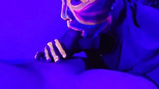 Milf sucking dick under blacklight