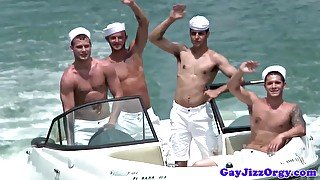 Semen loving sailor studs unloading bukkake