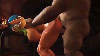 Beautiful female elf gets fucked by the big ogre in the dungeon