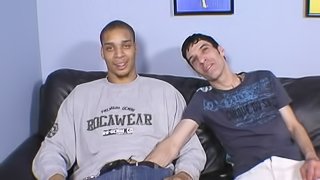 Two skinny faggots make out in an interracial one