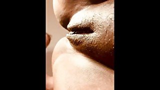 Close Up Wet Ebony Pussy Smashed