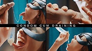 Thats what real CUMSLUT should do with used CONDOMS!!! DRAINING big FAT LOAD. 4K CLOSE UP. SWALLOW