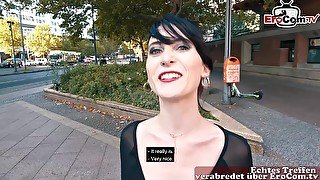 German skinny punk student teen 18+ public pick up street casting for EroCom Date POV