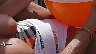 Masturbating outdoors with a bouncing ball, i rub off and finger fuck in freeones free swag