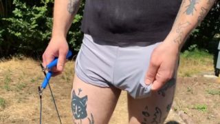 Jumping rope bulge bouncing dick print