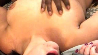 Interracial cock sucking in close up