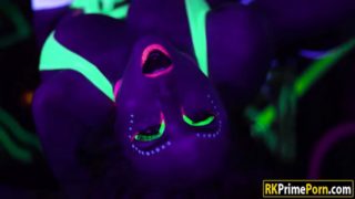 Babe stripped with blacklight and fucked