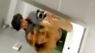 Amateur public sex in club bathroom