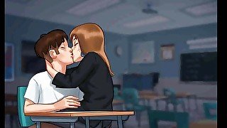 Summertime saga: French MILF professor kisses her student on his chair ep 85