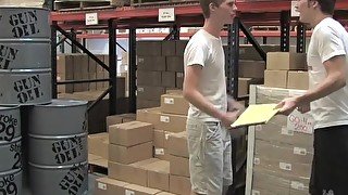 Twink amateurs anal bang in warehouse