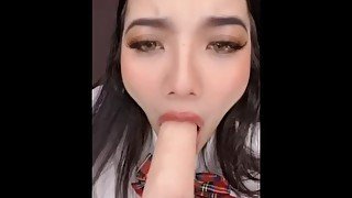 Asian Blowjob queen with huge boobs will show you how to suck a dick