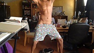 Cock out Fucking around and dancing in My Art Studio Naked