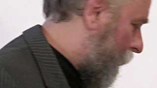 Bearded granpa fucks blonde teen from behind