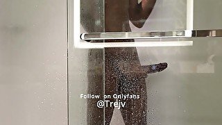 Stroking My 10-inch BBC In The Shower