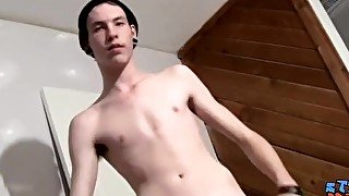 Amateur Jake Reid taking tough before masturbation