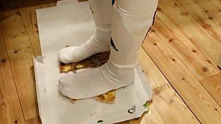 Having Fun With Pizza & Soccer Socks