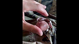 HOT! Soldier shots a hot stream of cum on his boot while wearing his uniform! GOTTA SEE!