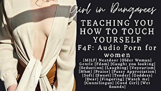 F4F  ASMR Audio Porn for women  MILF Nextdoor Teaches you how to masturbate  Cunnilingus