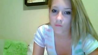 Insane pretty face blonde having fun