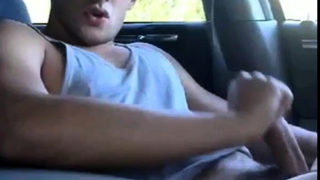 Str8 hot young jock jerks in his car