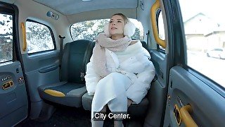 Blonde model with an insane body fucks a fake cabbie