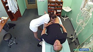 Handsome stud gets his cock sucking by a incredible nurse - Mea Melone