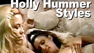 Holly Hummer & Styles lesbo lick dildo