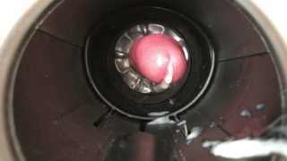 Two ruined cumshots with Fleshlight Launch and Quickshot